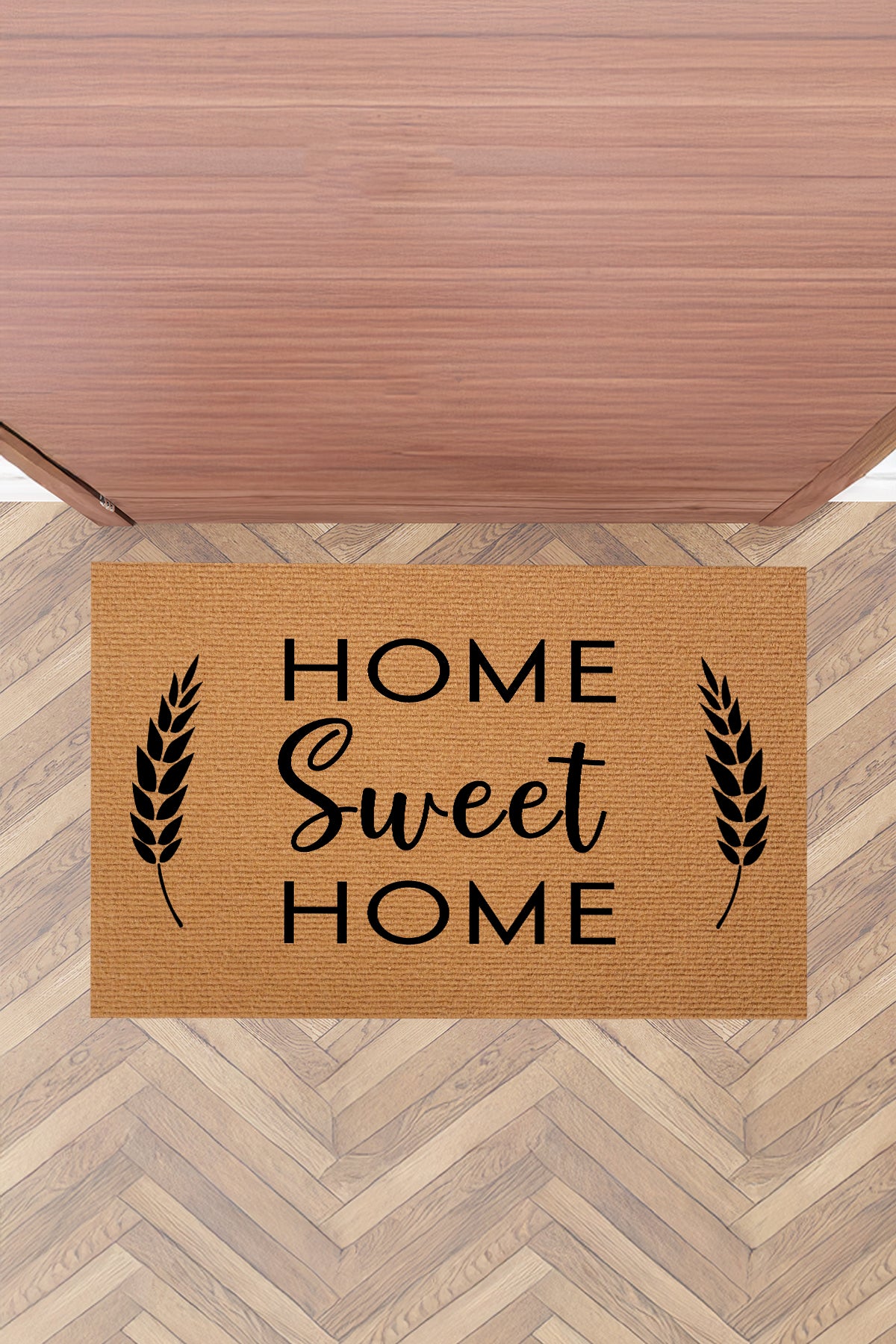 Mind Buğday Ve Home Sweet Home Tasarımlı Kapı Önü Paspası -Şık, Dayanıklı ve Kaymaz Dış Kapı Paspası