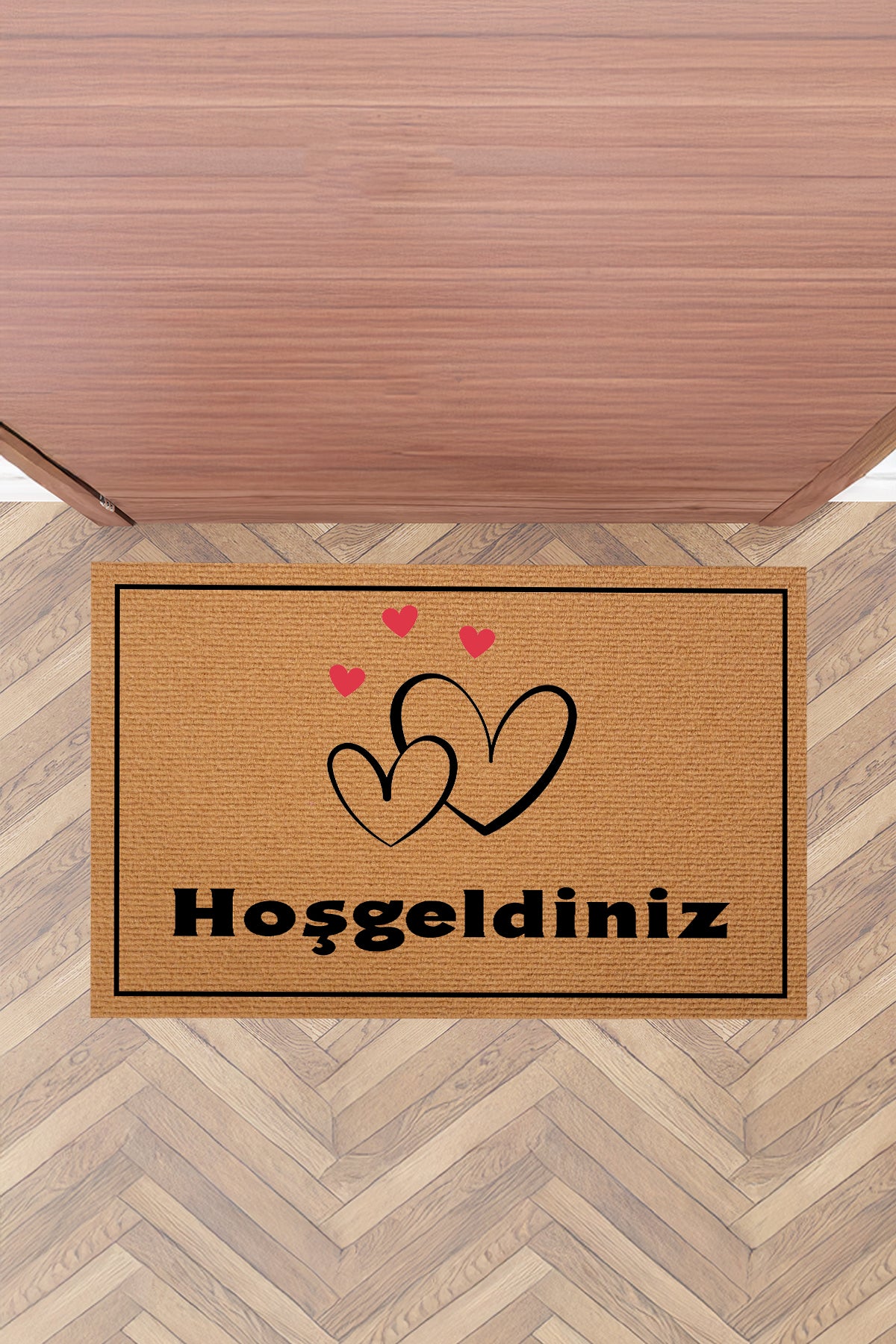 Mind Kalpli Hoşgeldiniz Tasarımlı Kapı Önü Paspası - Şık, Dayanıklı ve Kaymaz Dış Kapı Paspası