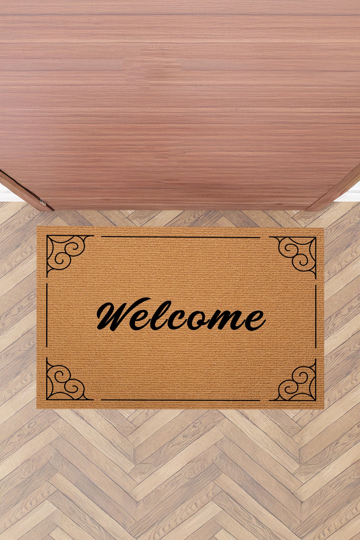 Mind Çerçeveli Welcome Tasarımlı Kapı Önü Paspası - Şık, Dayanıklı ve Kaymaz Dış Kapı Paspası